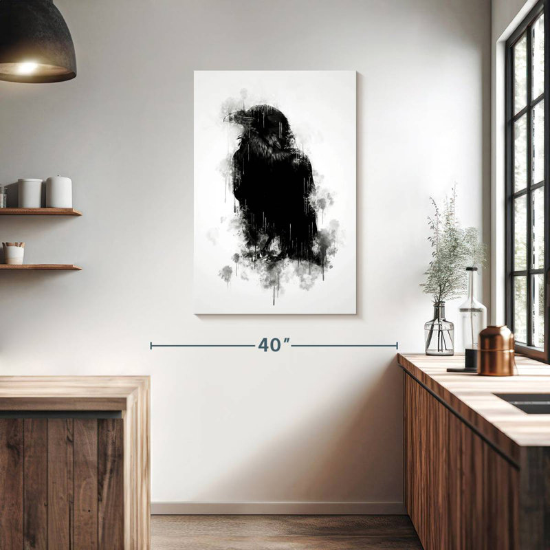 Brampt Crow Raven Black And White, 39" H x 26" W