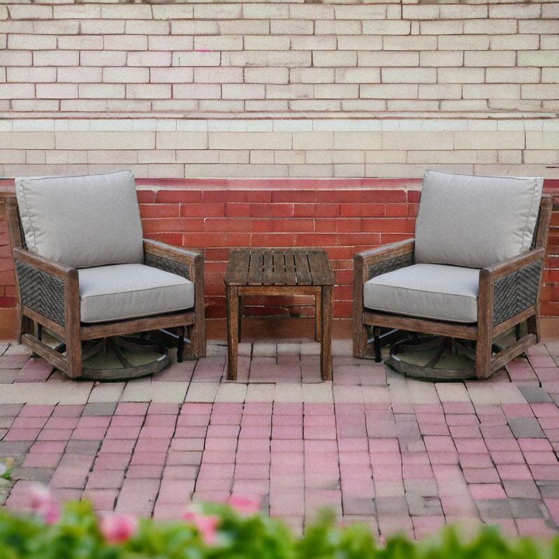 Hueitt Teak 2 - Person Patio Conversation Set with Cushions