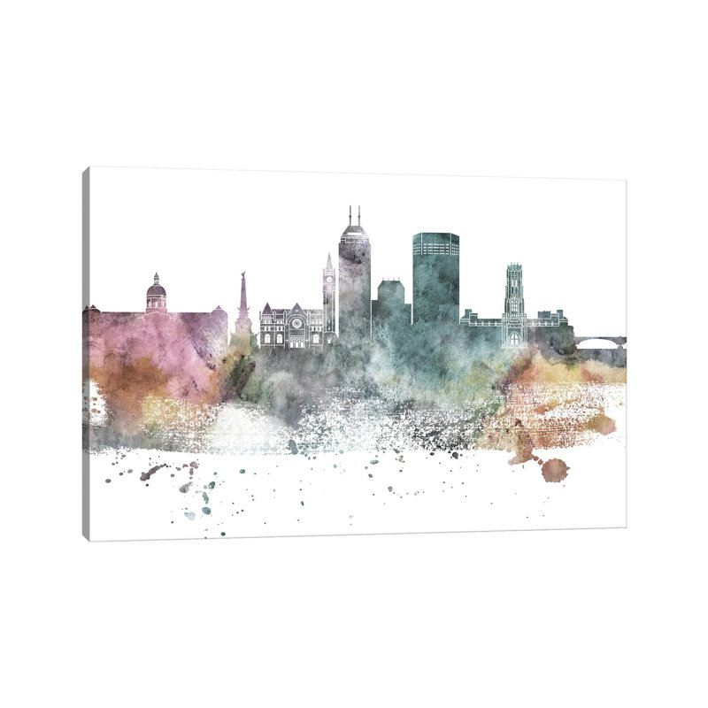 Indianapolis Pastel Skylines - Wrapped Canvas Print, 66.04cm H x 101.6cm W