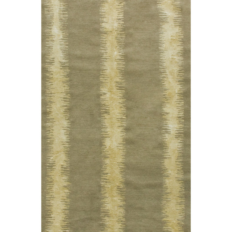 Hand Woven Silk and Wool Striped Area Rug, Rectangle 3' x 5'