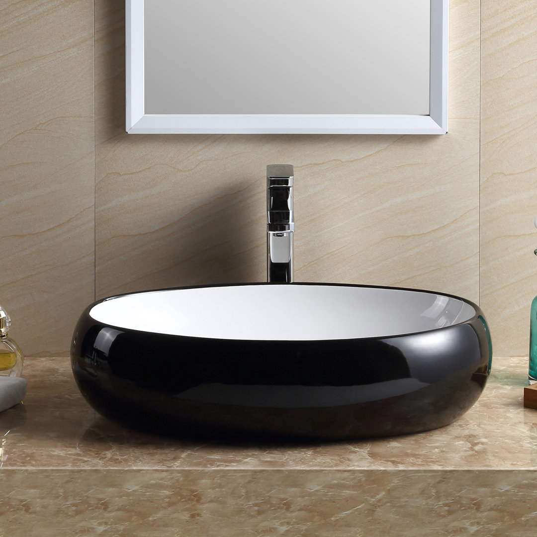 Modern Vitreous China Oval Vessel Bathroom Sink Fine Fixtures