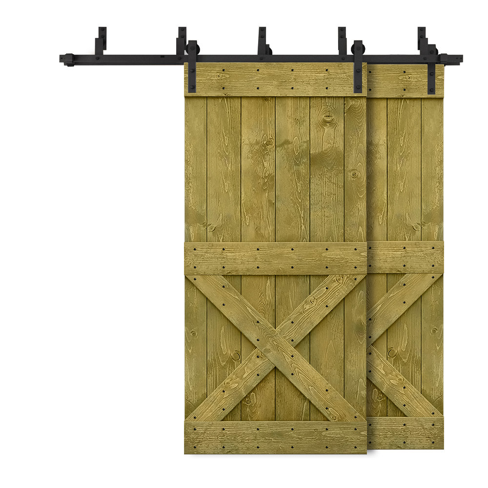 84'' Solid Wood Paneled Painted with Installation Hardware Kit Barn Door Calhome 