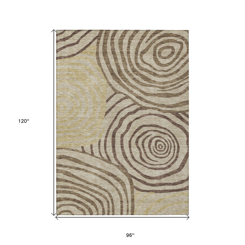 Tapis d'extérieur lavable abstrait taupe et beige 8 pi x 10 pi brun