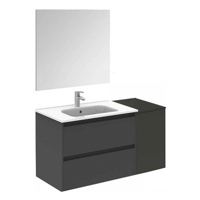 Ensemble de meuble-lavabo mural simple 44 po avec miroir Evant