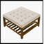 Grande table basse avec repose-pieds rembourré en lin capitonné avec tablette et cadre en bois de hêtre, repose-pieds surdimensionné pour salon, bureau, chambre à coucher, extérieur IVOIRE