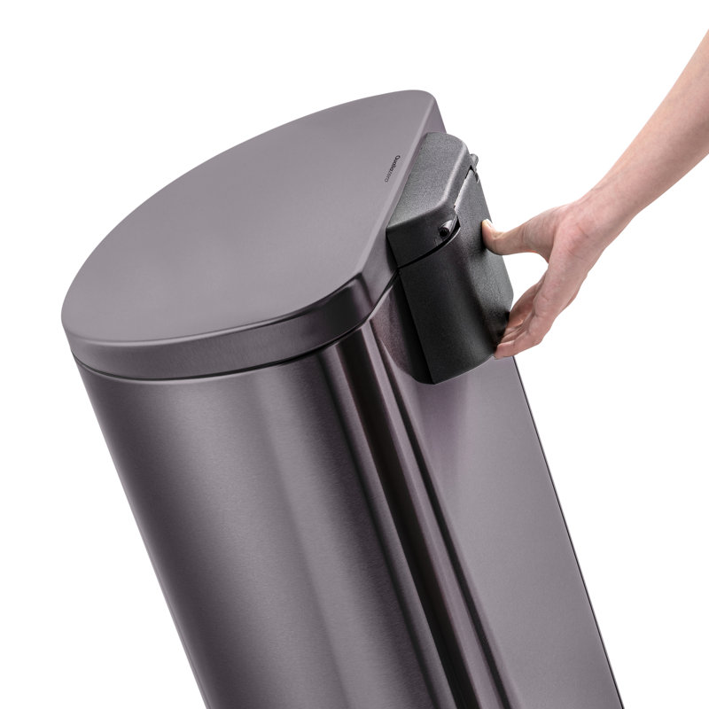 Black Stainless Steel D-Shape Step Trash Can Set with Pedal