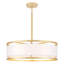 Lustre tambour 6 lumières moderne en tissu noir mat à intensité variable, luminaire suspendu à hauteur réglable pour îlot de cuisine, salle à manger et salon-131364337