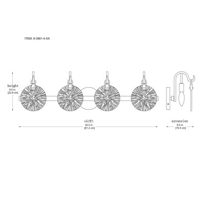 Kaelana 3-Light Vanity Light in Polished Chrome