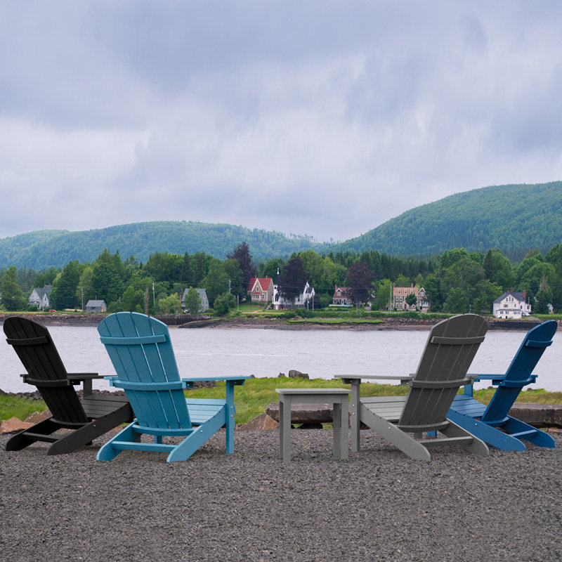 Chaise Adirondack classique en plastique avec dossier incurvé, Navy Blue