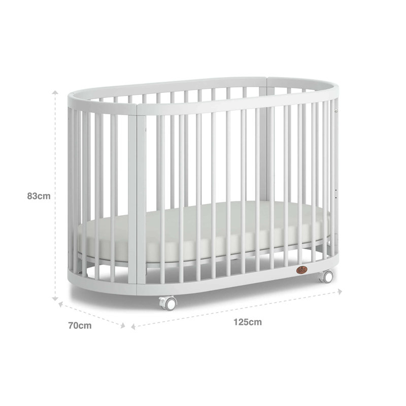 Oasis Oval Cot With Oval Mattress, White, White