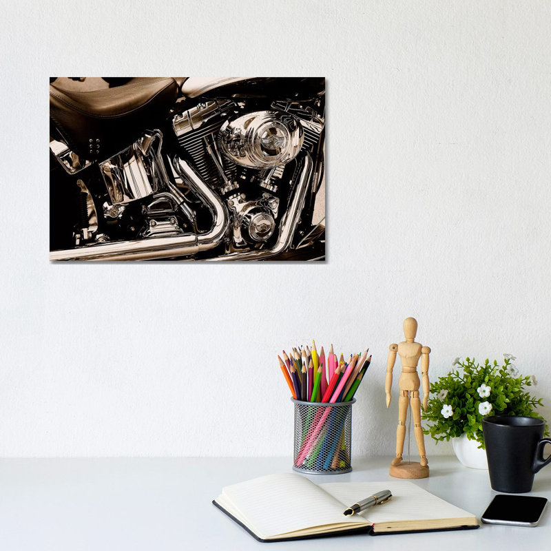 Harley Motorcycle - Print on Canvas, 101.6 cm H x 66.04 cm W x 1.91 cm D, Wrapped Canvas
