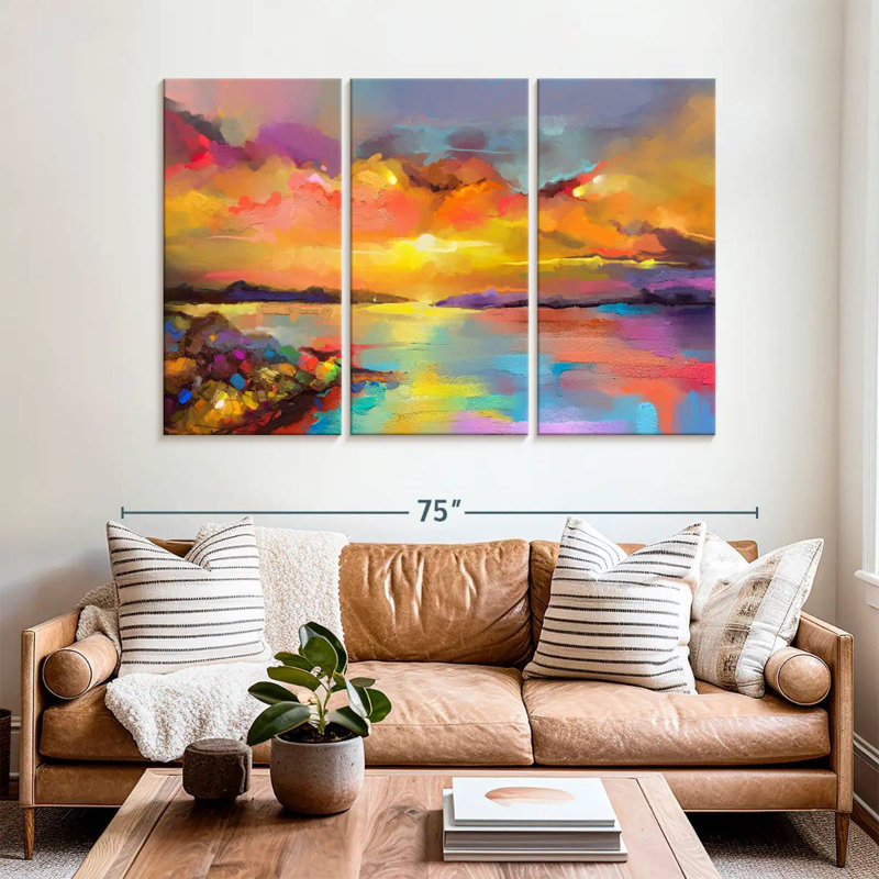 Avery Abstract Sunset Seascape, 42" H x 65" W