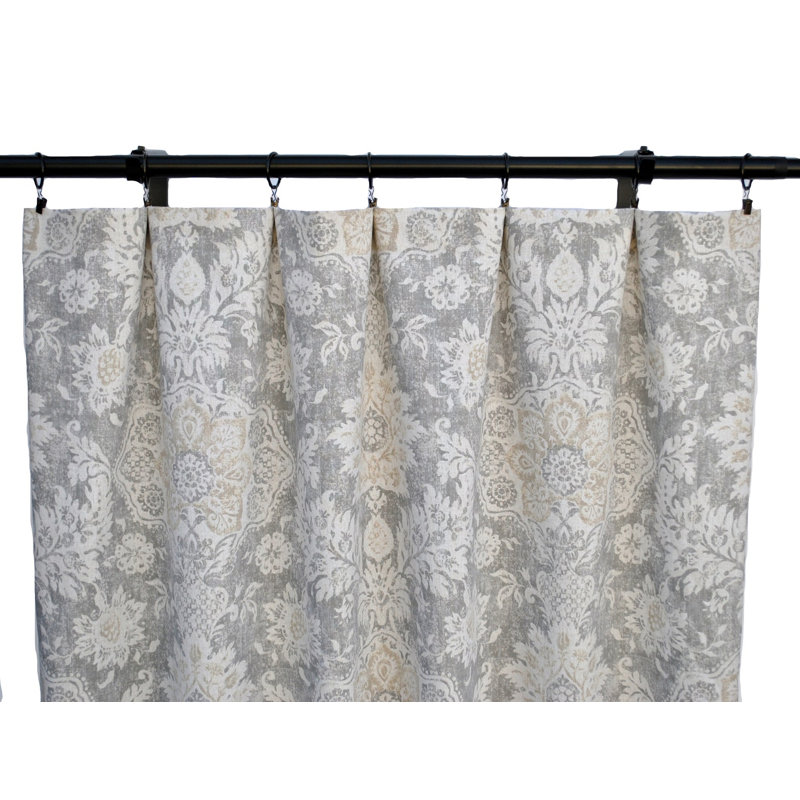 Rideaux à motif floral gris clair et beige, L 50 po x L 120 po