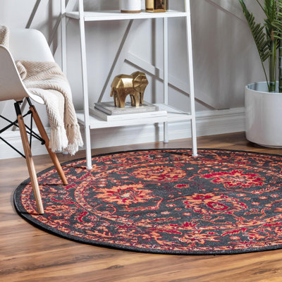 Floral Black Area Rug