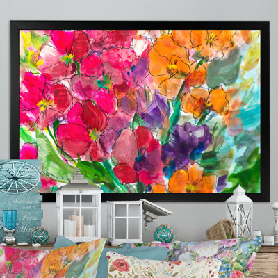 «Bright Vibrant Blossoming Spring Flowers», reproduction sur toile flottante