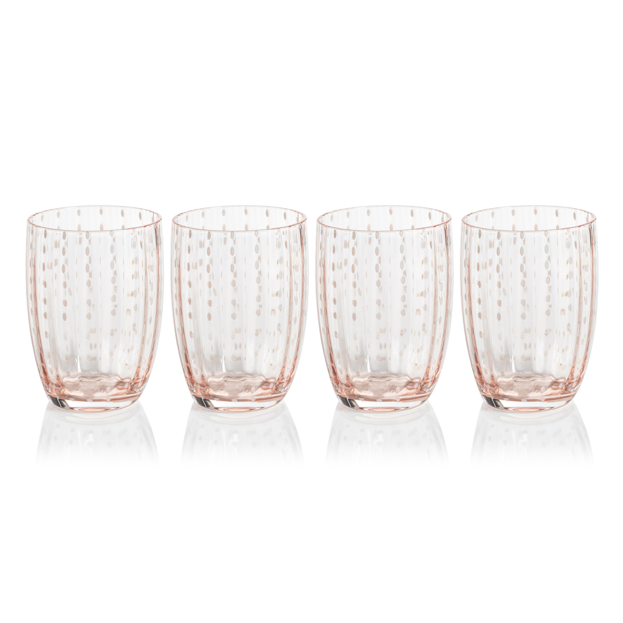 Oakes White Dot Tumbler Glasses, Set of 4, Pink