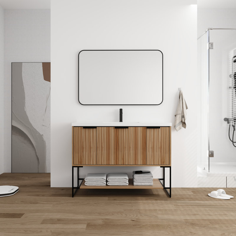 Meuble-lavabo simple 47,54 po avec plateau en résine, Érable
