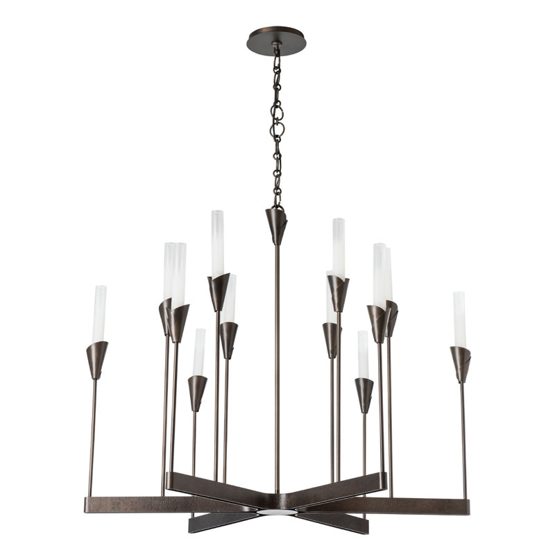 Lustre à 12 lumières sphériques à intensité variable Lilium, Fumée foncée