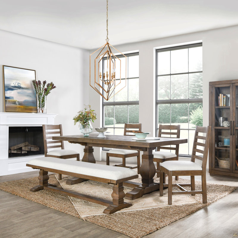 Caleb 78" Dining Table Distressed Brown