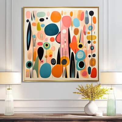 Pink Mid Century Playful Patterns II - Abstract Midcentury Wall Art