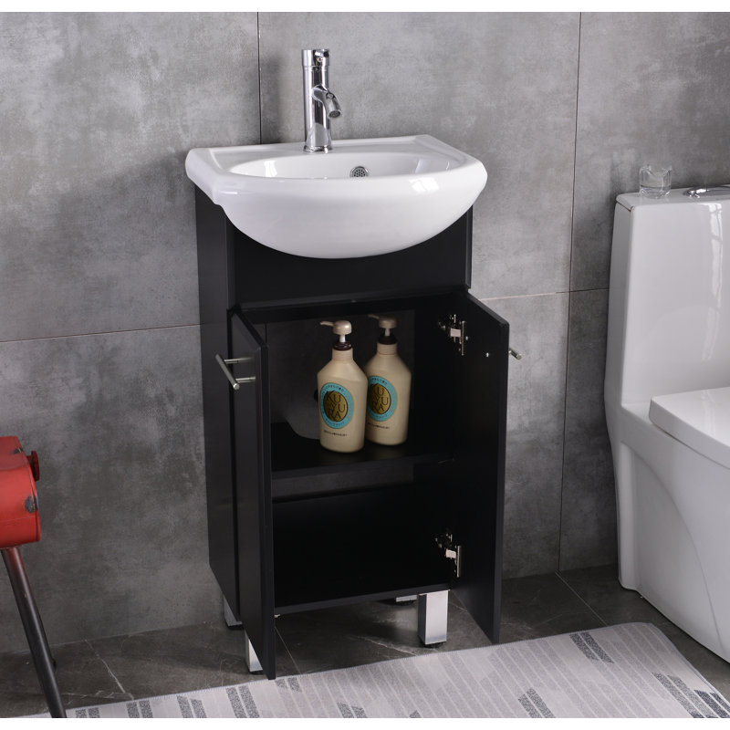 Ensemble de meuble-lavabo simple 18 po avec miroir Asheton, Noir