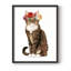 «Flower Crown Cats II», reproduction encadrée - bois massif-369122856-369122863