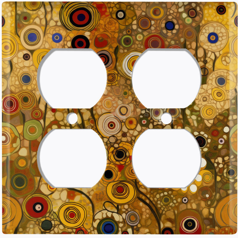 Couvercle de plaque d'interrupteur en métal; Art floral américain à 2 bandes de taille standard US - style Klimt
