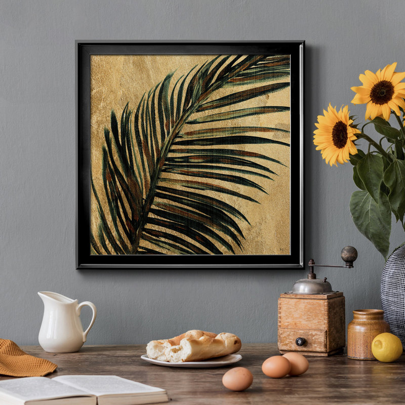 «Lush Palm I», peinture sur toile encadrée, H 17,5 po x l 17,5 po x P 1,5 po, Cadre noir
