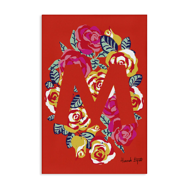 Art floral sur toile, "M" par Hannah Louise Byatt, H 24 po x l 16 po