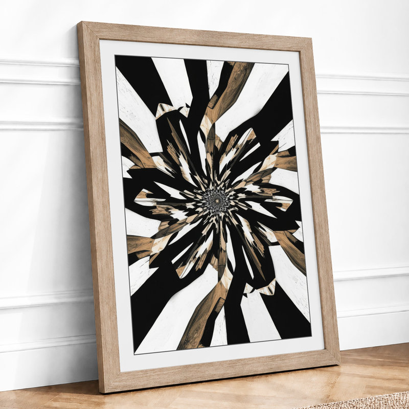 Hands to Center Geometric - Framed Print, A3 - 42.0 x 29.7 cm, Oak