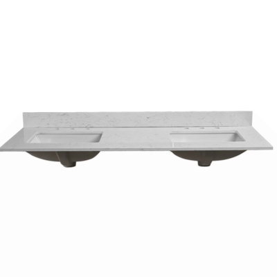 60"X 22" Bathroom Stone Vanity Top Engineered Color With Undermount Ceramic Sink And 3 Faucet Hole With Backsplash