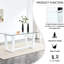 Table de salle à manger rectangulaire en verre avec verre trempé de 0,4 po, support blanc, pour les réunions de famille élégantes 6-8