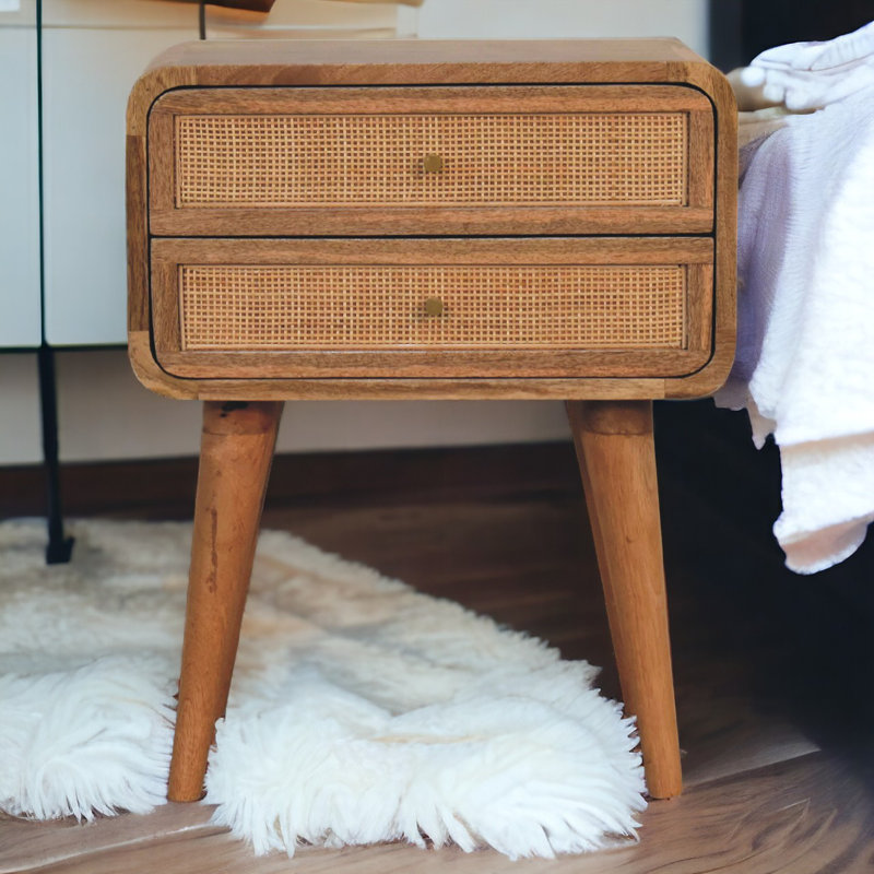 Spofford 17.72'' W Wood+Rattan Nightstand