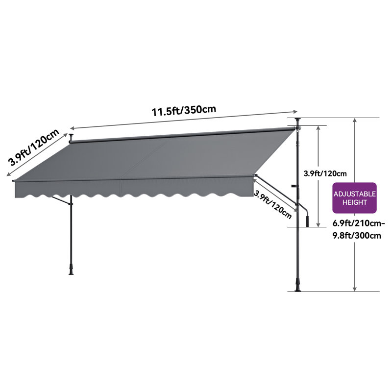 Edrosie Inc 118.1'' H Retractable Patio Awning Window Awning Door Awning, 118.1" H x 137.79" W x 47.2" D