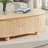 47" Oval Storage Side Table - Rustic MDF Table with Accordion Door (Natural Wood-Grain Finish)