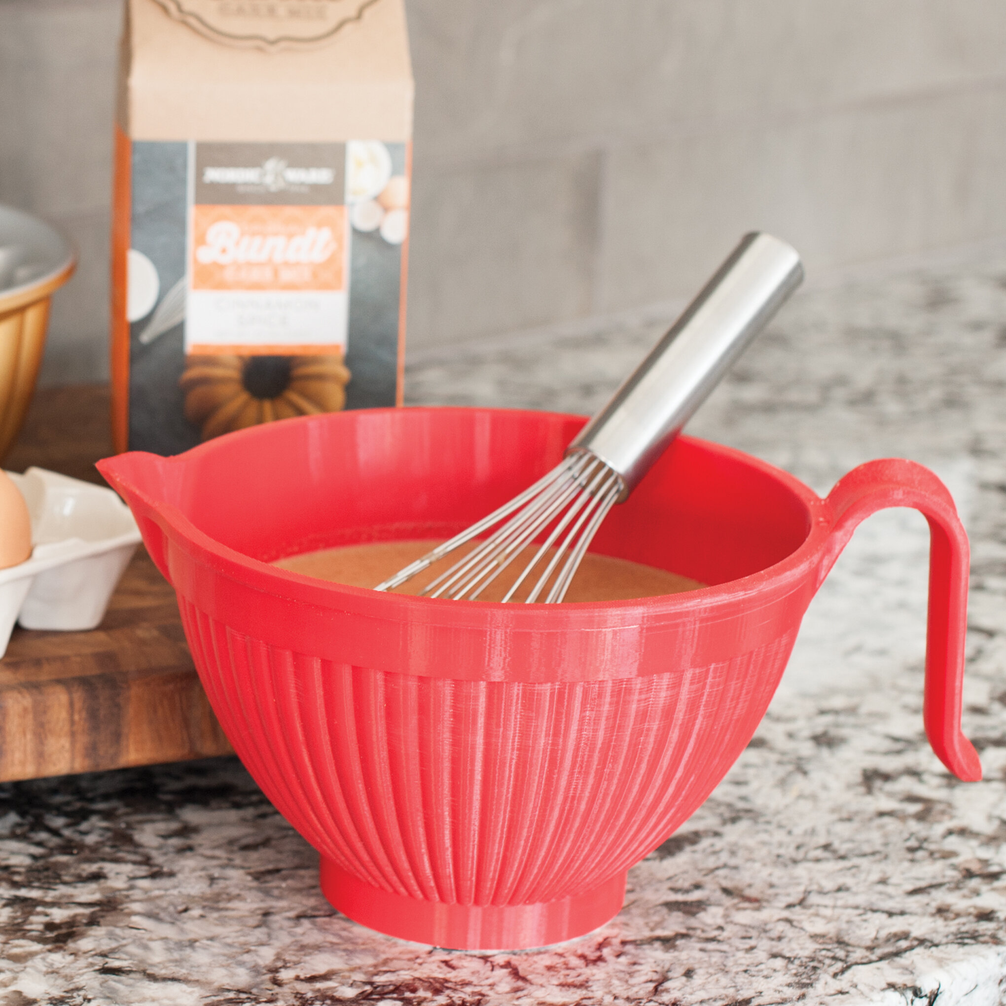 3pc Plastic/silicone Mixing Bowl With Whisk And Spatula Gift Set