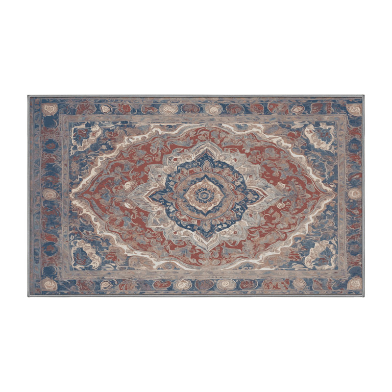 Machine Washable Gray Area Rug, Rectangle 7' x 9'