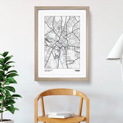 Map York UK - Picture Frame Graphic Art