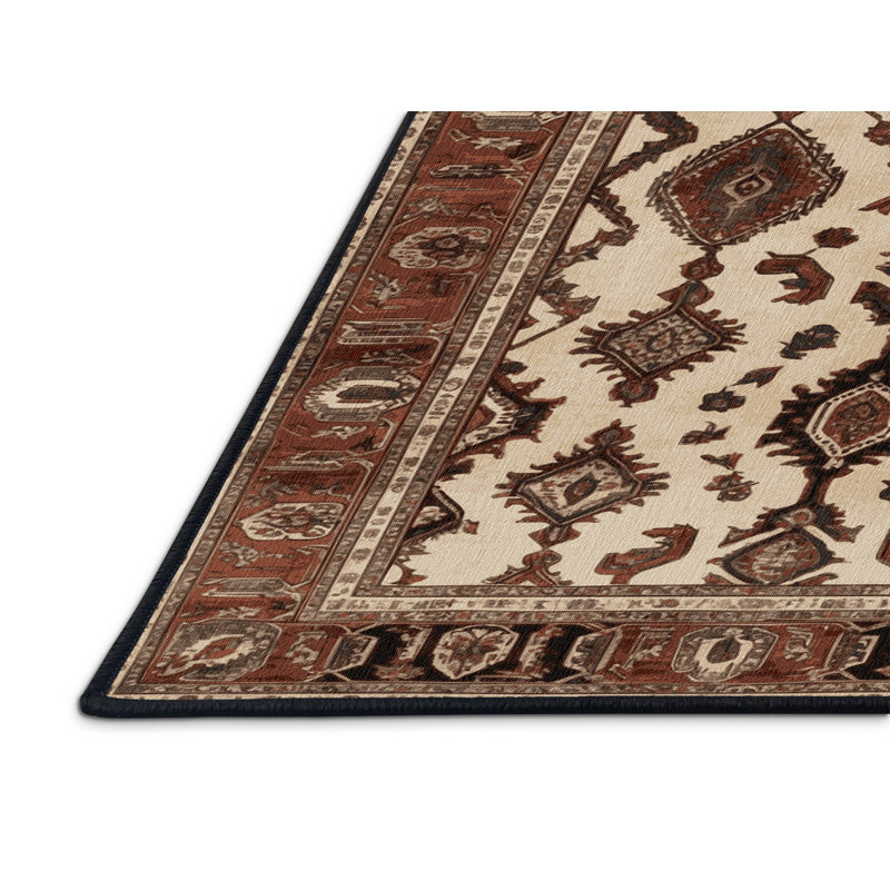 Tapis persan noir lavable à la machine, Carré 6 pi