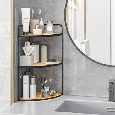 Organisateur de comptoir de salle de bain, organisateur de comptoir, organisateurs de meuble-lavabo, rangement de salle de bain, support de lavabo de salle de bain, tablette de comptoir, comptoir d'angle, tablettes d'angle (noir)
