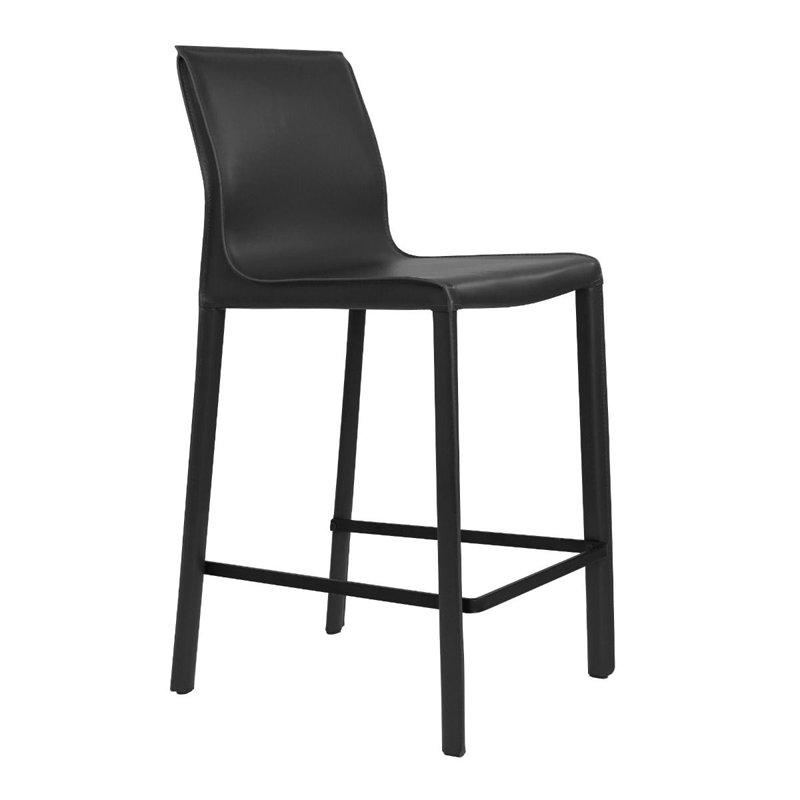 Upholstered Counter Stool with Metal Frame, Black