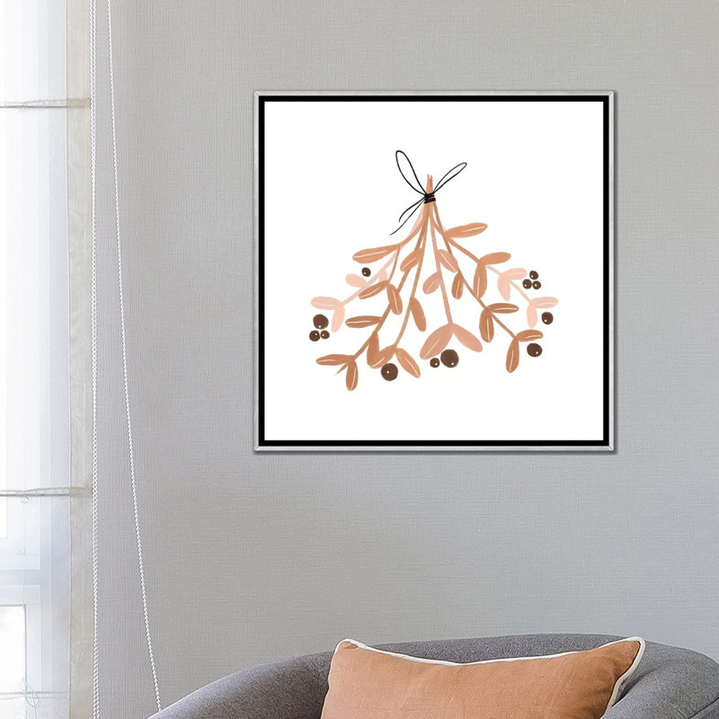 « Mistletoe » par Orara studio, reproduction d’art, H 26 po x l 26 po x P 1,5 po, Toile avec cadre argenté, Pas de tapis
