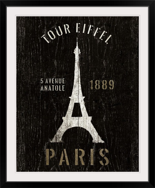 «Refurbished Eiffel Tower», impression, Cadre noir, H 28 po x l 24 po x P 1 po