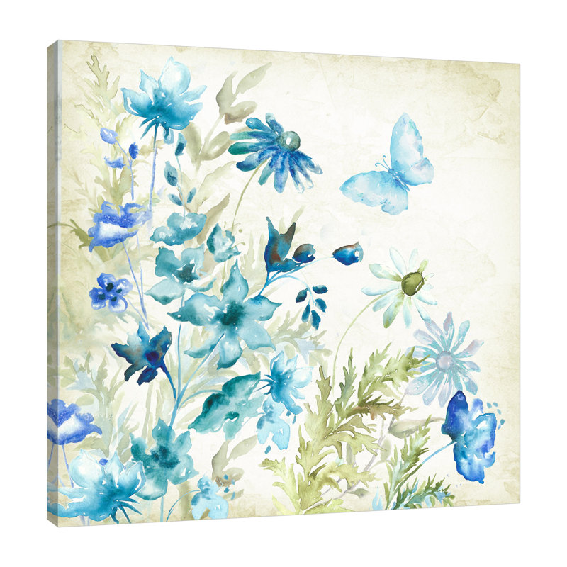 Wildflower And Butterfly by Tre Sorelle Studios - Wrapped Canvas Print, 30.48cm H x 30.48cm W