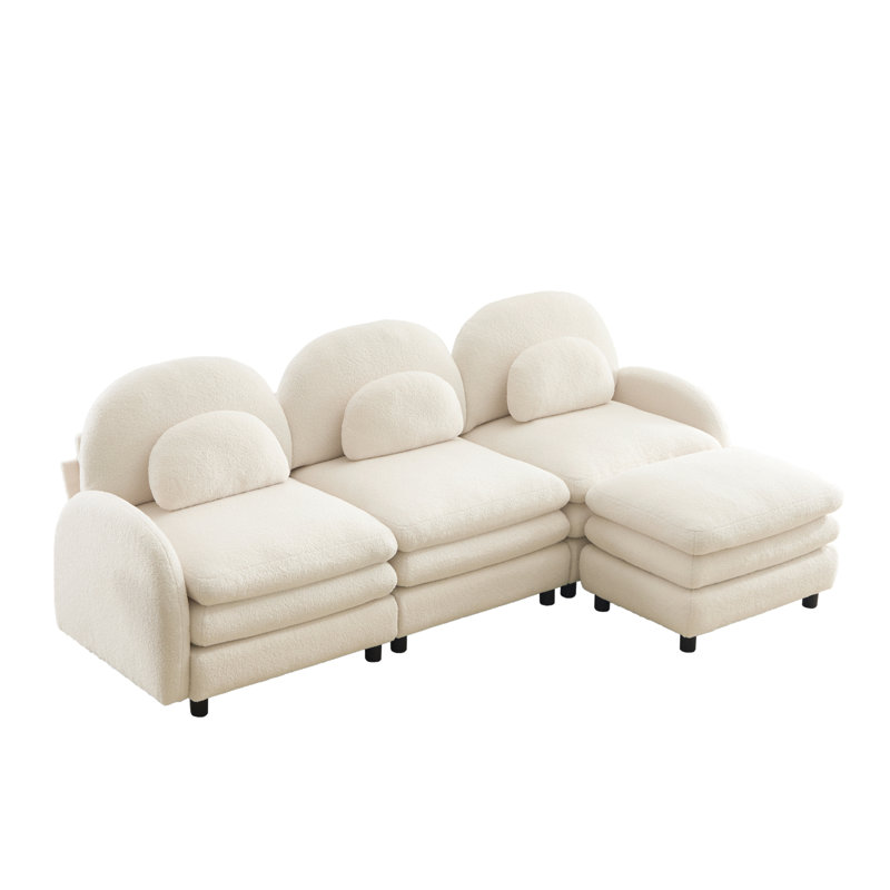 Canapé 3 places Teddy, 35.4" H x 98.2" W x 55.5" D, Beige Teddy