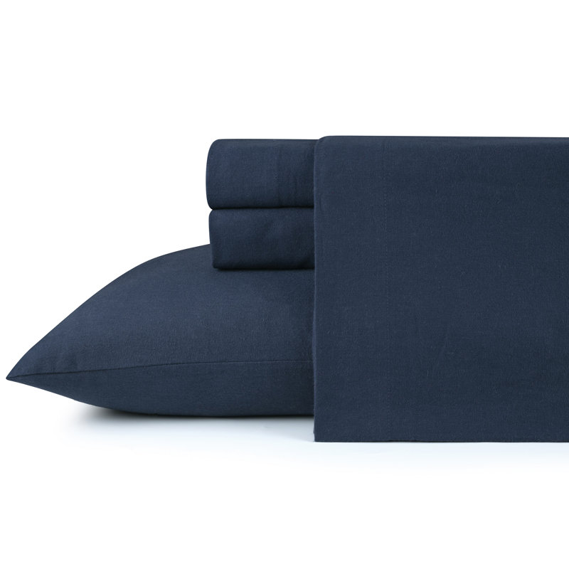Kathy Ireland 100% Turkish Cotton Flannel Sheet Set, Full Sheet Set + 1 Fitted Sheet + 2 Pillowcases, Blue
