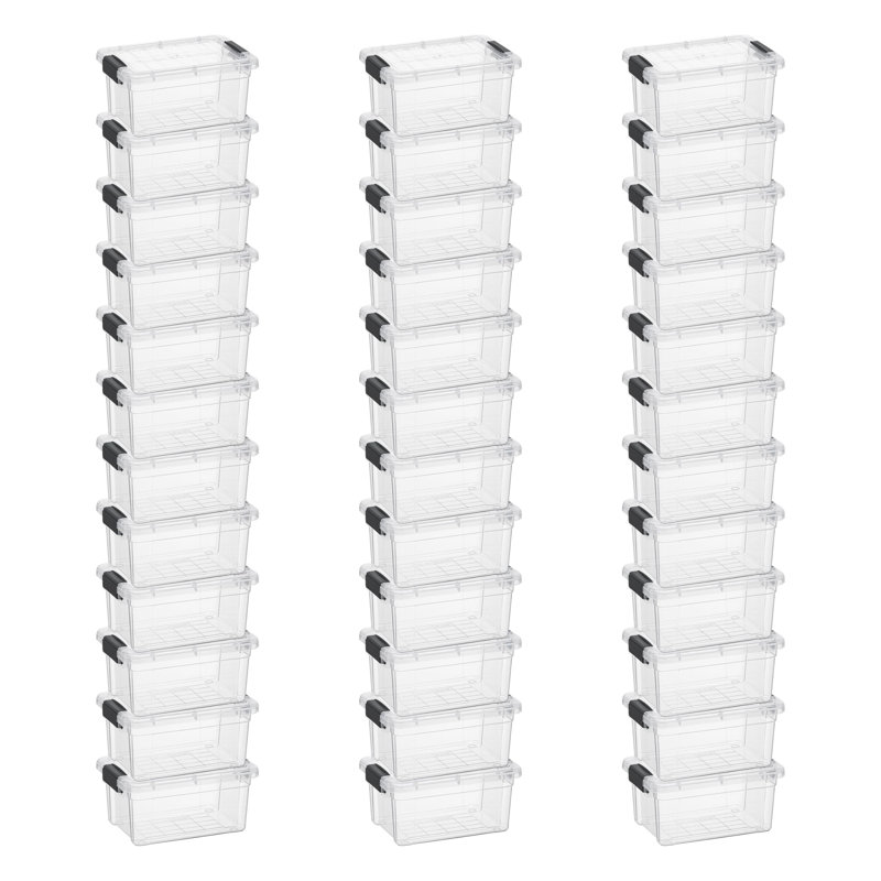 Boîte de rangement transparente Superio avec couvercle, bacs de rangement en plastique de 3,5 pintes pour l'organisation, caisses empilables, sans BPA, non toxiques, sans odeur, organisateurs pour la maison, le bureau, l'école et le dortoir, paquet de 36