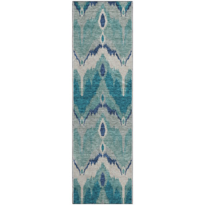 Premium Machine Washable Prisco Teal Rug