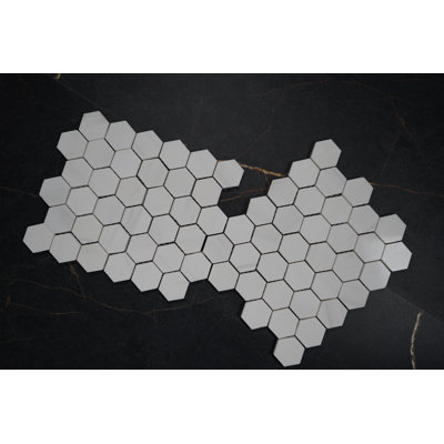 Bianco Dolomite 2" Hexagon Glossy