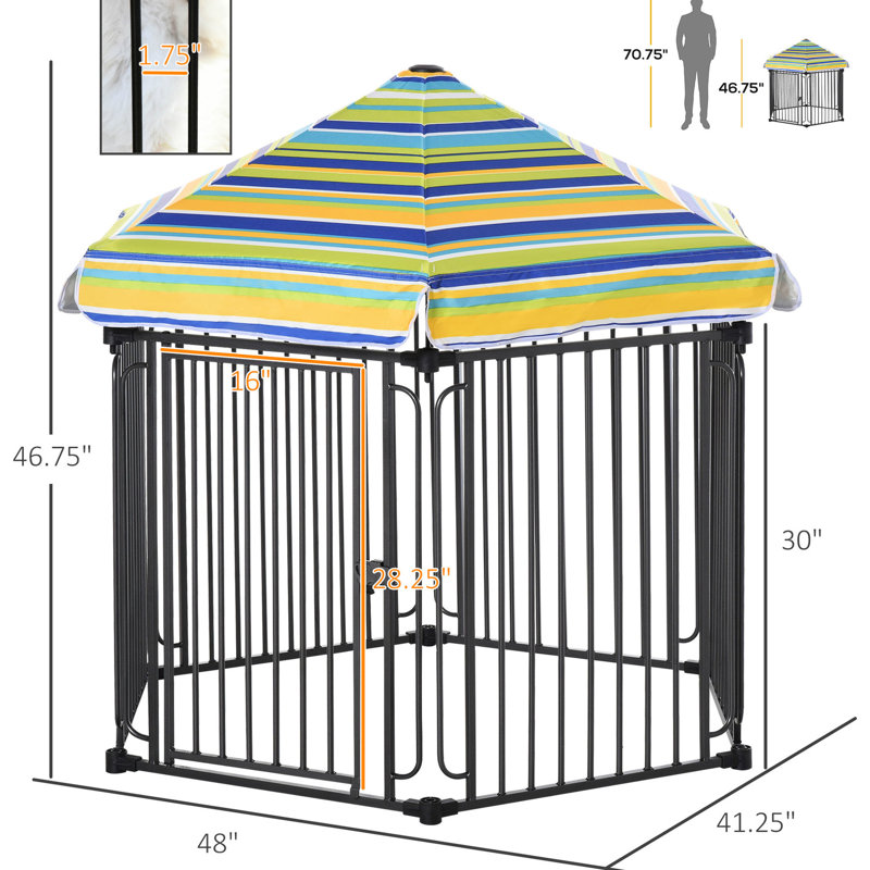 Parc pour chien robuste en métal, cage de chenil extérieure 48 po x 41 po avec toit, porte verrouillable sécurisée et chenil robuste, parc robuste